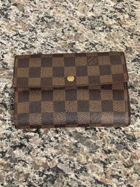 Vintage Louis Vuitton Damier Ebene Trifold Wallet with Coin Pouch SPB-JB 348379